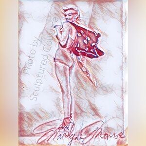 Marlyn Monroe Framed Black and White 8.5 x 11 Photograph with Purple Swirl